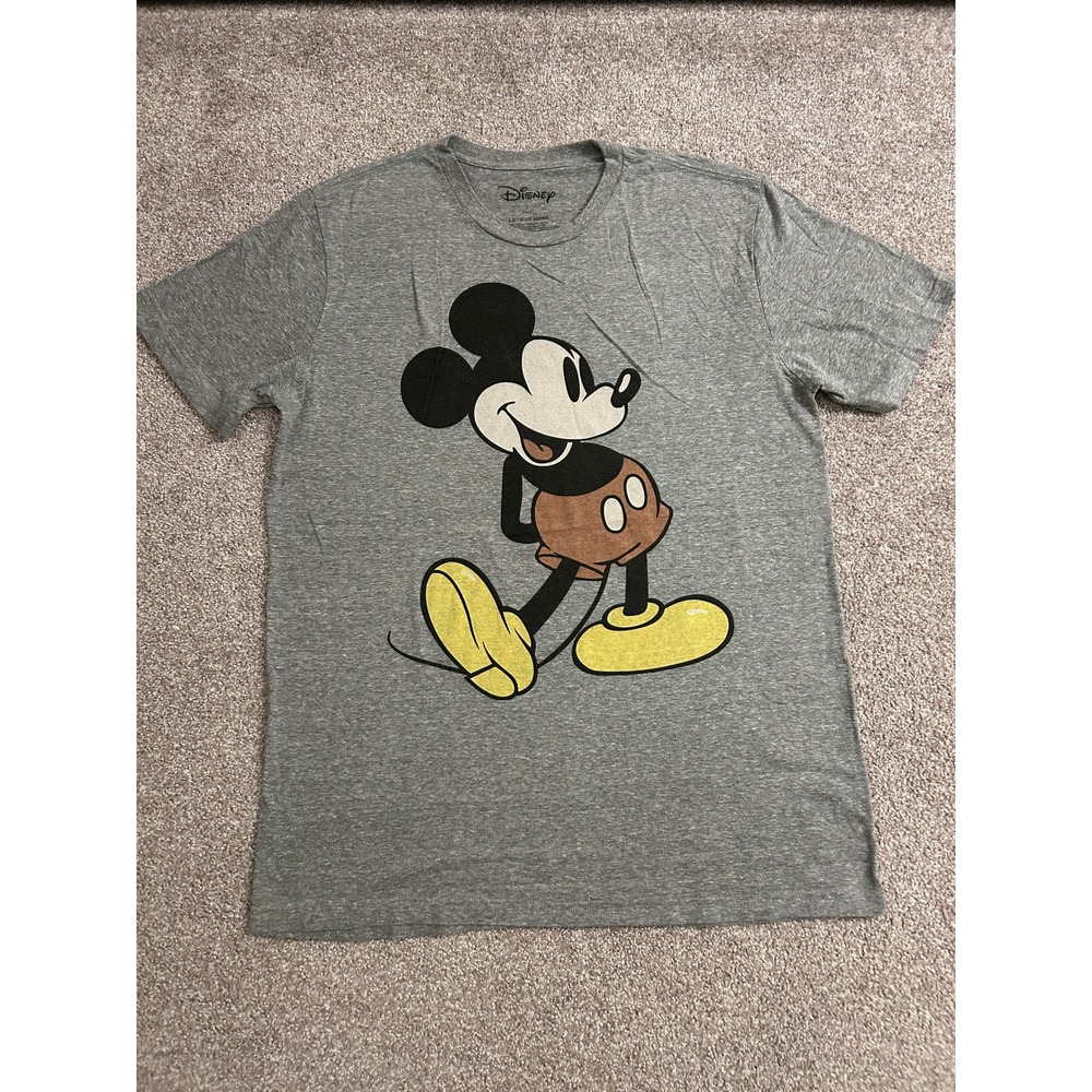 Disney Mickey Mouse T-Shirt Adult Large Gray Excellent Graphic Short Sleeve Tee